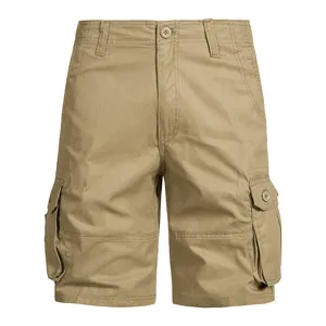 Herren Freizeit Khaki Cargoshorts mit mehreren Taschen für Sommer Outdoor Alltag komfortabel