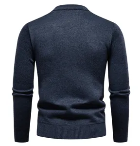 Herren Winter Freizeit Einfarbig Rundhals Strickpullover, dicker warmer Langarm Pullover.
