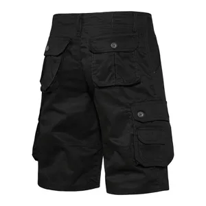 Herren schwarze Multi-Taschen Cargo Shorts, Freizeit Outdoorwear, langlebiger Stoff.