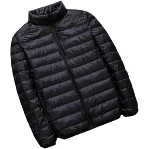 Giacca Puffer Leggera da Uomo con Collo in Piedi Autunno Inverno Tinta Unita in Poliestere Imbottita Casual Caldo Cappotto
