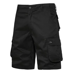Herren schwarze Cargo Shorts, Freizeithose mit mehreren Taschen, Sommer Outdoor Hosen