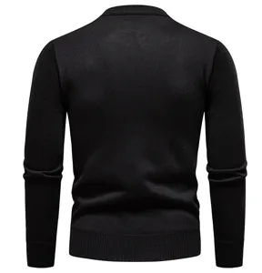 Herren Freizeit schwarzer langarm Strickpullover Winter thermisch Basic Slim Oberteil