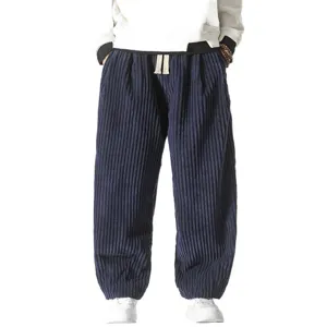 Men's Corduroy Harem Pants Casual Loose Fit Drawstring Trousers Autumn Winter New Style