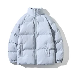 Giacca piumino imbottita collo alto uomo casual azzurro chiaro cappotto invernale
