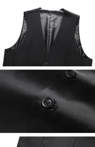 Men's casual slim fit suit waistcoat classic V-neck black vest clothing detail view