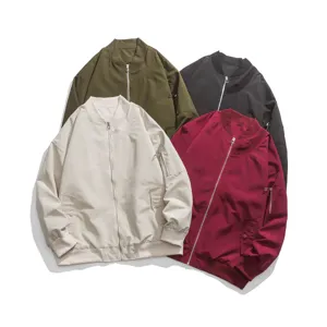 Veste Bomber Décontractée pour Hommes en Mélange de Coton Veste de Vol Workwear Top Large avec Col Baseball pour Automne Hiver