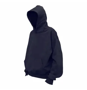 Men's solid color oversized casual pullover hoodie with front pocket and thick fleece fabric detail.