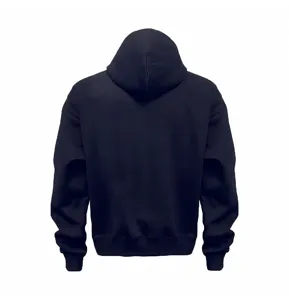 Men's solid color hoodie detail view, casual short pullover sweatshirt back display.