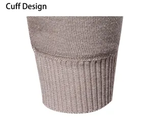 Nahaufnahme des Strickpullover-Manschettendetails mit feiner Textur und geripptem Design.