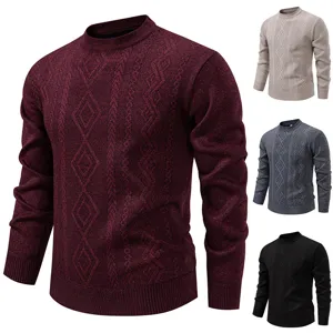 Herren Mode Pullover Verdickt Casual Rundhalsausschnitt Strickwaren Warm Baselayer Top Mit Rautenmuster Für Herbst Winter Polyester Baumwollmischung