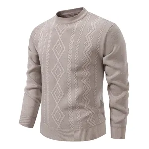 Herren lässiger Rundhals dicker Strickpullover Winter warmer stylischer Pullover Top Mode