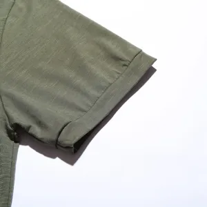 Grünes Kurzarm T-Shirt Manschette Detail, Herren lässige Sommer Kleidung Stoff Nahaufnahme