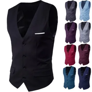 Men's Slim Fit Suit Vest Business Casual Formal Waistcoat With Multiple Colors Available