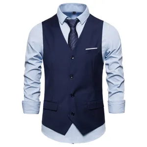 Men's business casual suit vest with long sleeve dress shirt, professional and stylish look.
