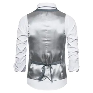 Men's solid color business casual suit vest, elegant back design with adjustable strap.