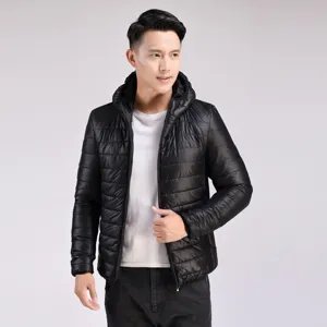 Giacca Imbottita Leggera da Uomo Con Cappuccio Autunno Inverno Cappotto Caldo Tinta Unita Casual Outwear Con Cerniera Taglie Forti