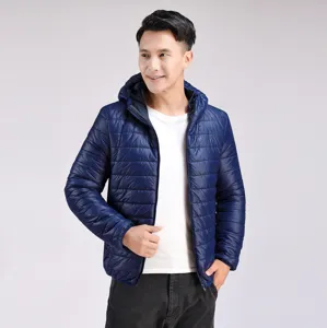 Giacca piumino leggera con cappuccio uomo tinta unita casual caldo cappotto invernale
