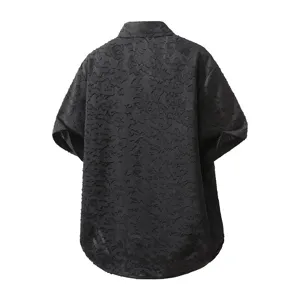 Camicia uomo nera strutturata a maniche corte vintage casual mare top estivo abbigliamento