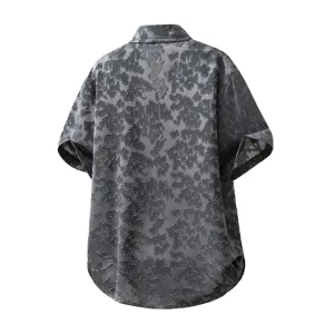 Camicia maniche corte uomo vintage casual estiva spiaggia top grigio vista posteriore 2026