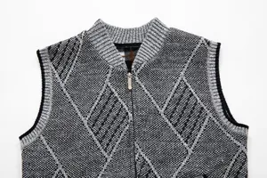 Gilet pull en tricot doublé polaire pour homme col montant gilet décontracté d'hiver