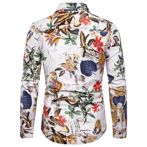 Men's long sleeve floral casual shirt, stylish botanical print design for daily wear.
