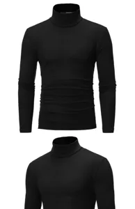 Men's slim fit solid color turtleneck long sleeve t-shirt casual comfortable base layer top