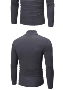 Men slim fit solid color turtleneck long sleeve t-shirt casual autumn winter base layer top