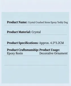 Detailed specifications of crystal crushed stone resin teddy dog figurine for home decor