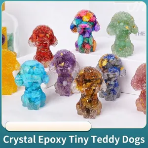Handcrafted colorful resin poodle figurines made with natural crystal crushed stone