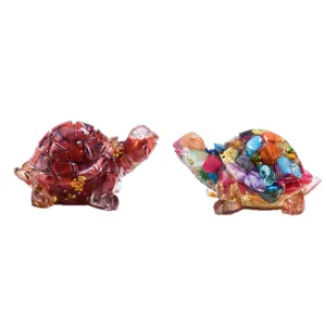 Natural crystal crushed stone resin turtle figurines for creative office desk decoration