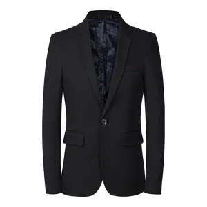 Men's black casual slim-fit suit jacket stylish autumn fashion blazer coat outer apparel