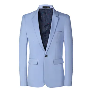 Light blue casual blazer detail, slim fit men suit jacket inner lining pattern close up