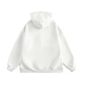 Men's casual loose hooded sweatshirt back view showcasing comfortable streetwear design.