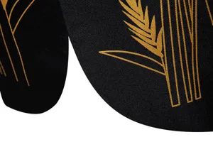 Blazer nero da uomo alla moda con stampa di grano dorato, taglia europea stile britannico abito.