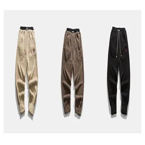 Pantalon de jogging en molleton sherpa epais pour homme, chaud et decontracte hiver avec cordon.