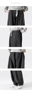 Men's loose fit harem denim pants, casual wide leg slouchy streetwear jeans for spring and summer.