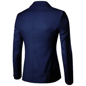 Men's solid color business casual suit jacket, slim fit long sleeve blazer for men detail