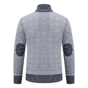 Gilet cardigan en tricot pour homme avec col montant, vetement d'hiver bien epais.