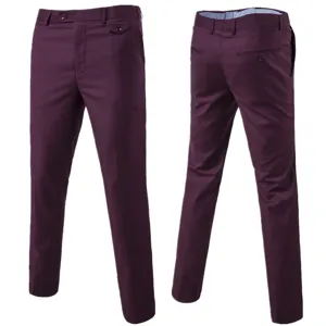 Men slim straight business casual suit pants purple classic formal trousers for autumn