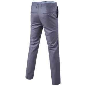 Men's slim fit suit trousers grey business casual formal pants straight leg trousers for men