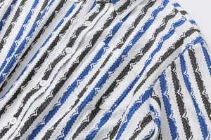 Heren casual korte mouw gebreid gestreept overhemd zomer strand trend Europese maat