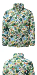 Giacca imbottita stampa tropicale uomo inverno casual caldo cappotto dettaglio