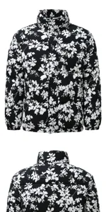 Giacca invernale spessa e calda da uomo con stampa floreale colletto alto cappotto casual