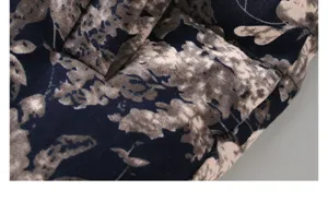 Giacca imbottita floreale spessa invernale da uomo dettaglio in tessuto, abbigliamento casual.