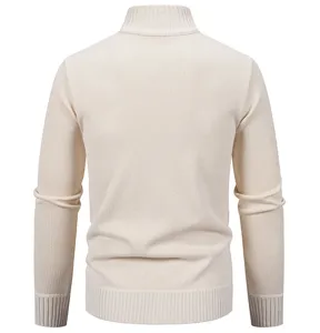 Men's mock neck knit cardigan sweater, casual slim fit long sleeve knitted outerwear.