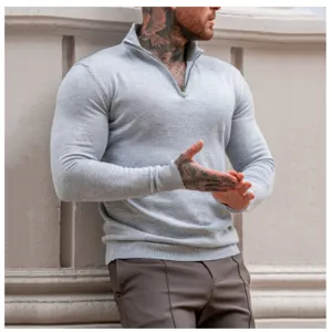 Men's Half Zip Pullover Sweater Soft Chenille Knit Half Turtleneck Solid Color Long Sleeve Casual Base Shirt For Autumn Winter