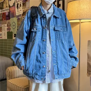 Veste en denim ample pour homme streetwear automne hiver manteau vintage tendance mode