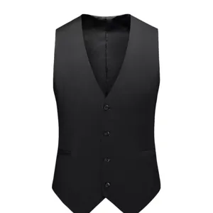 Men's solid color suit vest slim fit casual business waistcoat for spring and summer