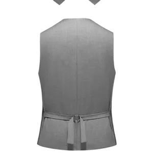 Men's solid color slim fit suit vest waistcoat back view casual business wear top.