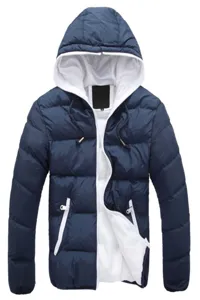 Giacca invernale imbottita con cappuccio colorblock da uomo cappotto caldo zip